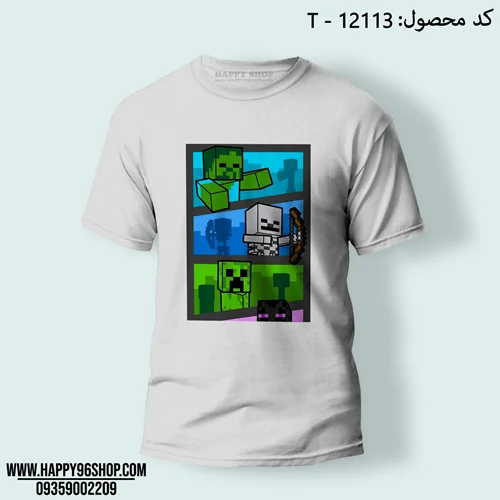 تیشرت با طرح کریپرها از بازی Minecraft کد T - 12113