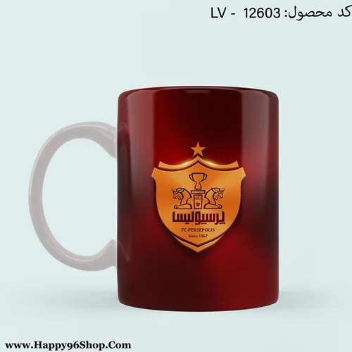 لیوان با طرح فوتبالی تیم پرسپولیس طرح لوگوی طلایی کد LV - 12603