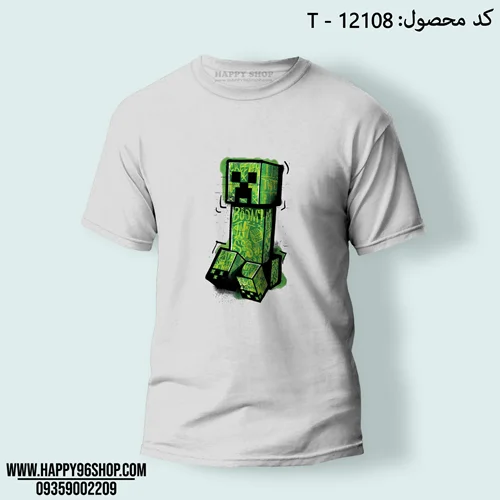تیشرت با طرح کریپر بازی Minecraft کد T - 12108