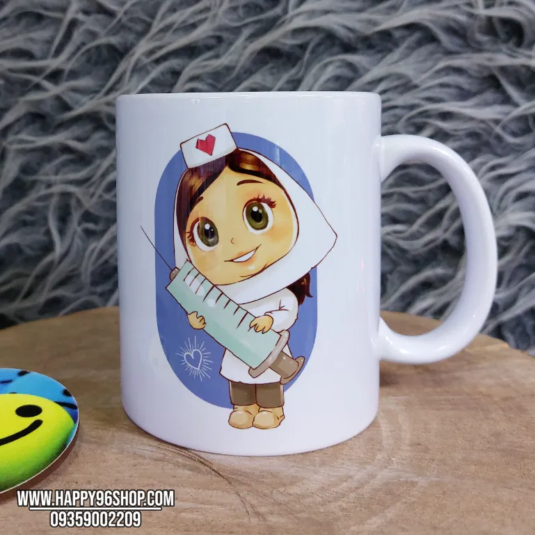 لیوان روز پرستار با طرح خانم پرستار و متن «پرستار فرشته رحمت» کد LV - 33004